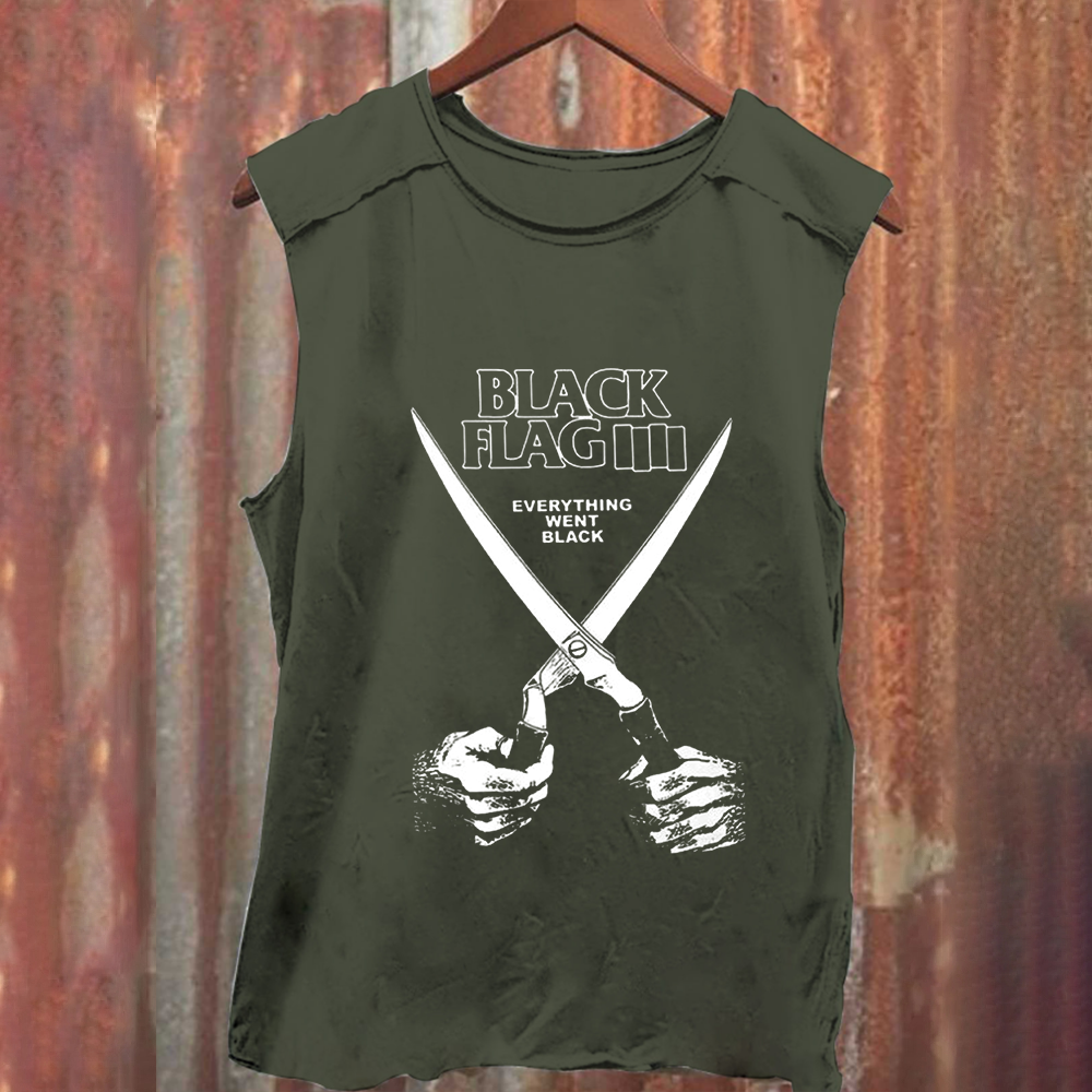 Unisex Vintage Washed Black Flag Rock Band Tank Top