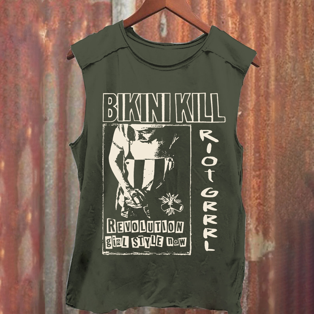 Unisex Vintage Washed Bikini Kill Rock Band Tank Top