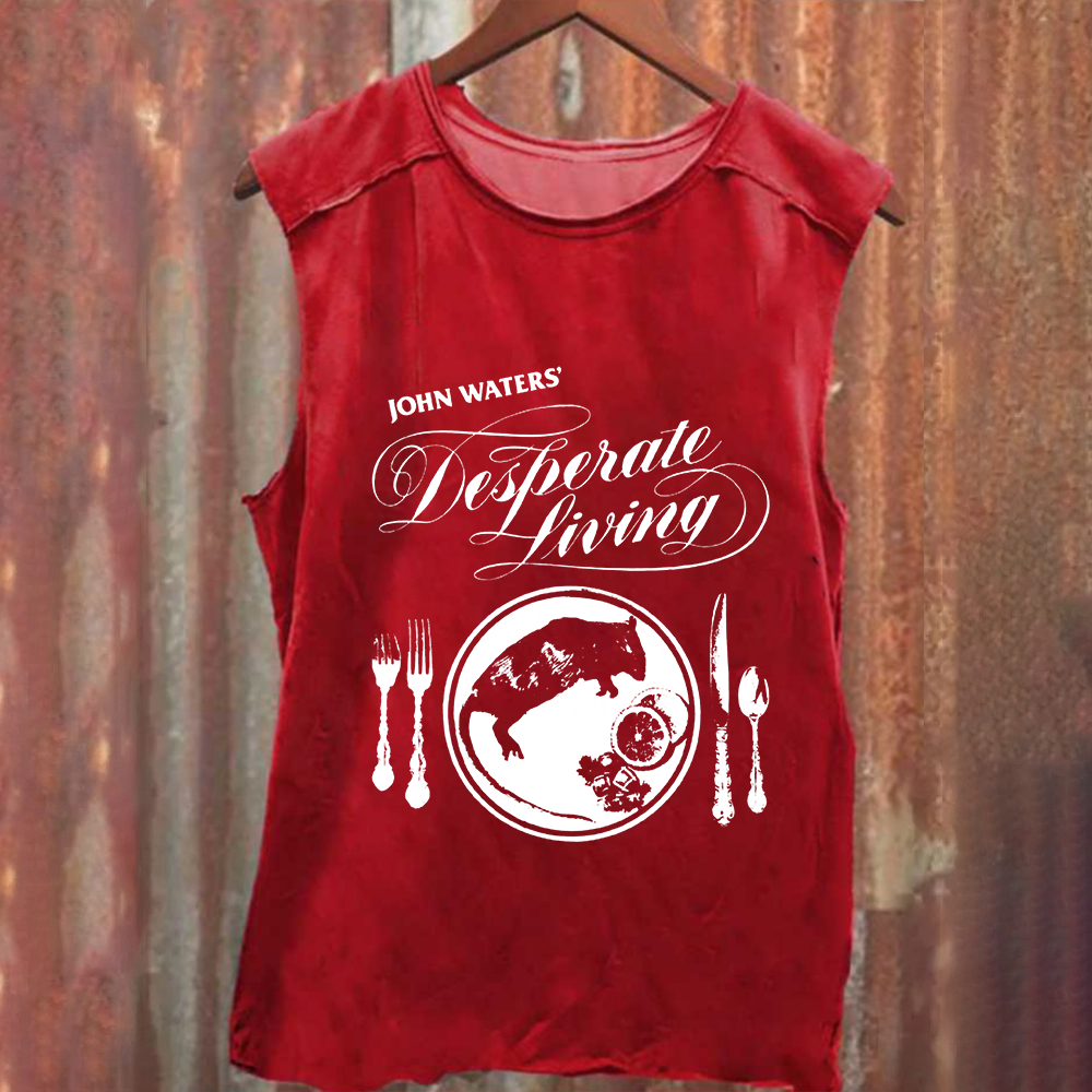 Unisex Vintage Washed  Desperate Living Horror Movie Tank Top