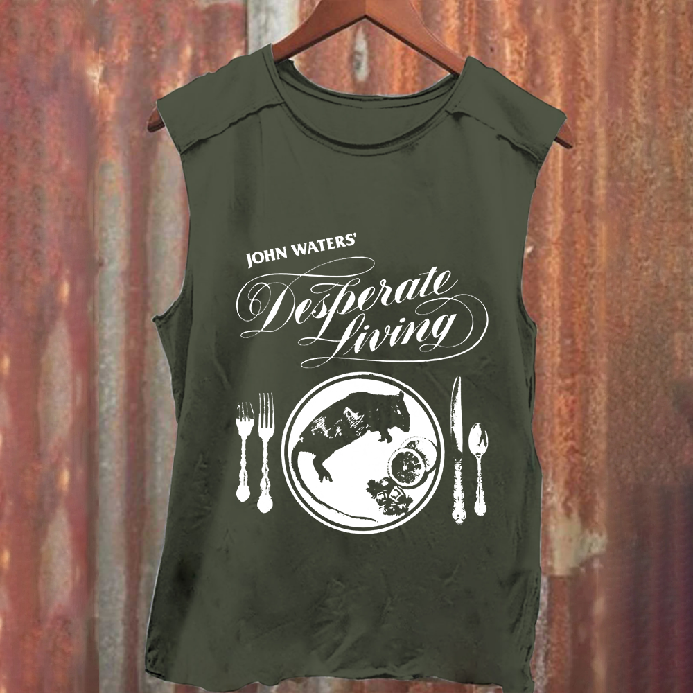Unisex Vintage Washed  Desperate Living Horror Movie Tank Top
