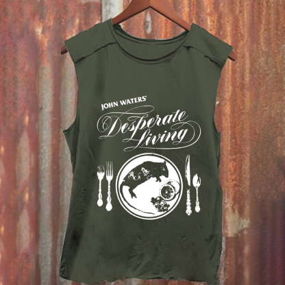 Unisex Vintage Washed  Desperate Living Horror Movie Tank Top