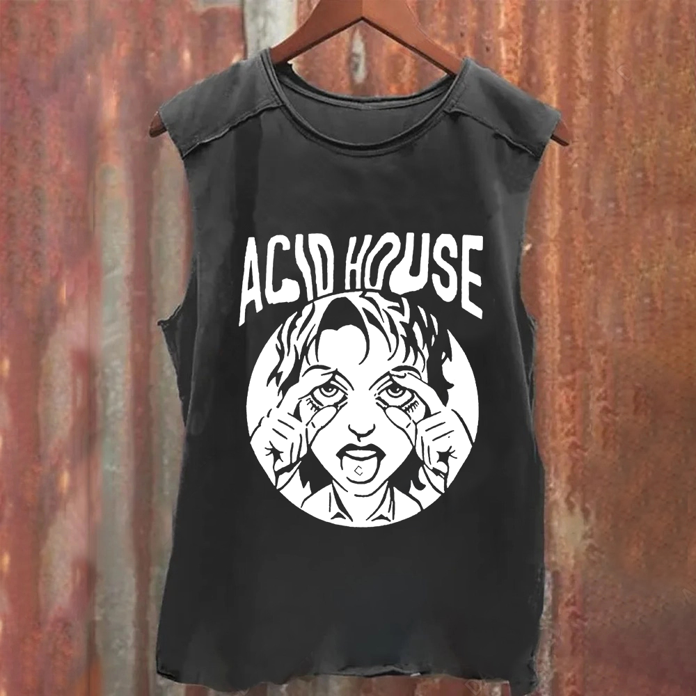 Unisex Vintage Washed Chicago Rock Band  Tank Top