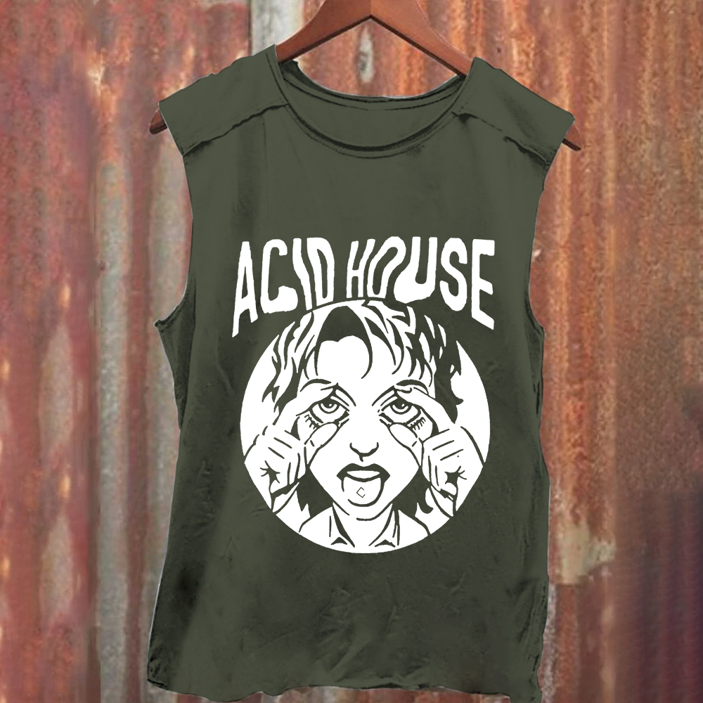 Unisex Vintage Washed Chicago Rock Band  Tank Top