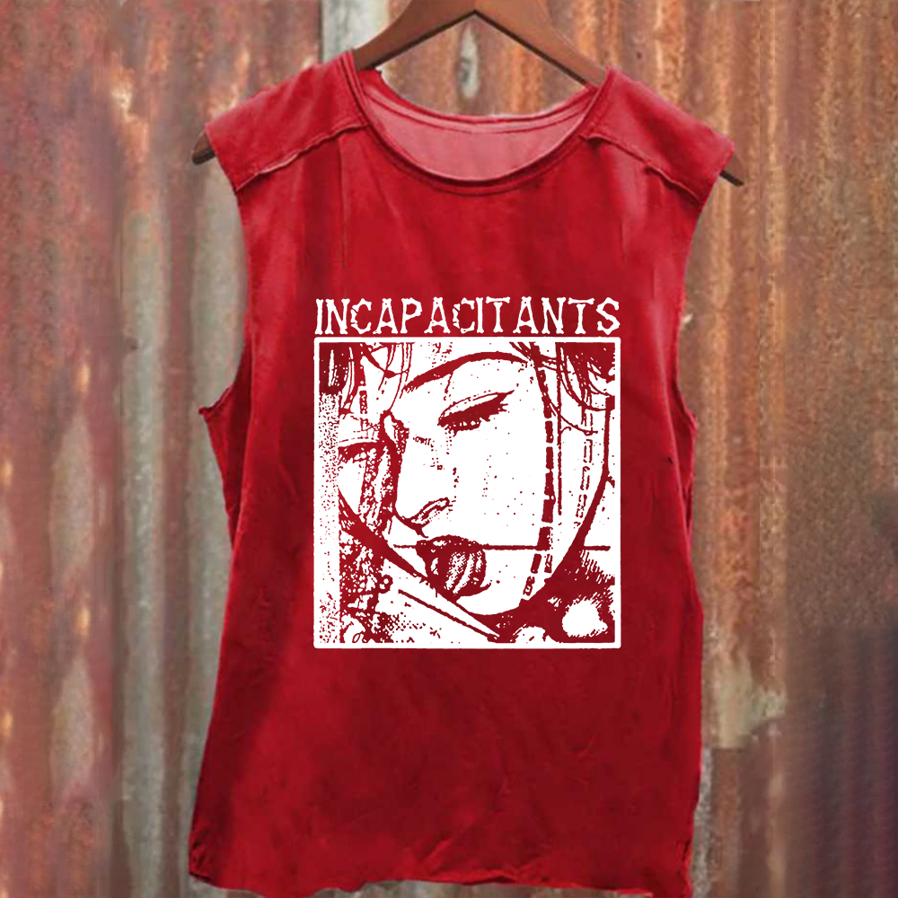 Unisex Vintage Washed Incapacitants Band Tank Top