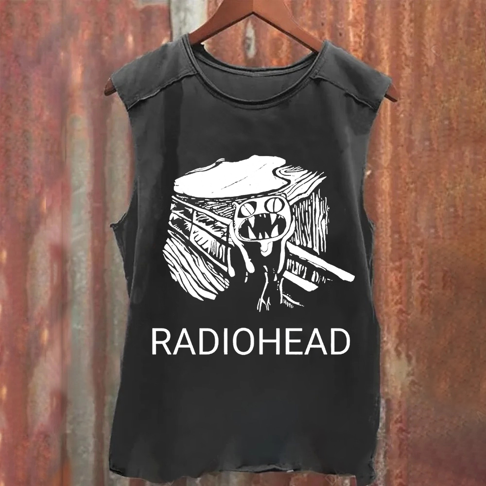 Unisex Vintage Washed  Radiohead Band  Tank Top