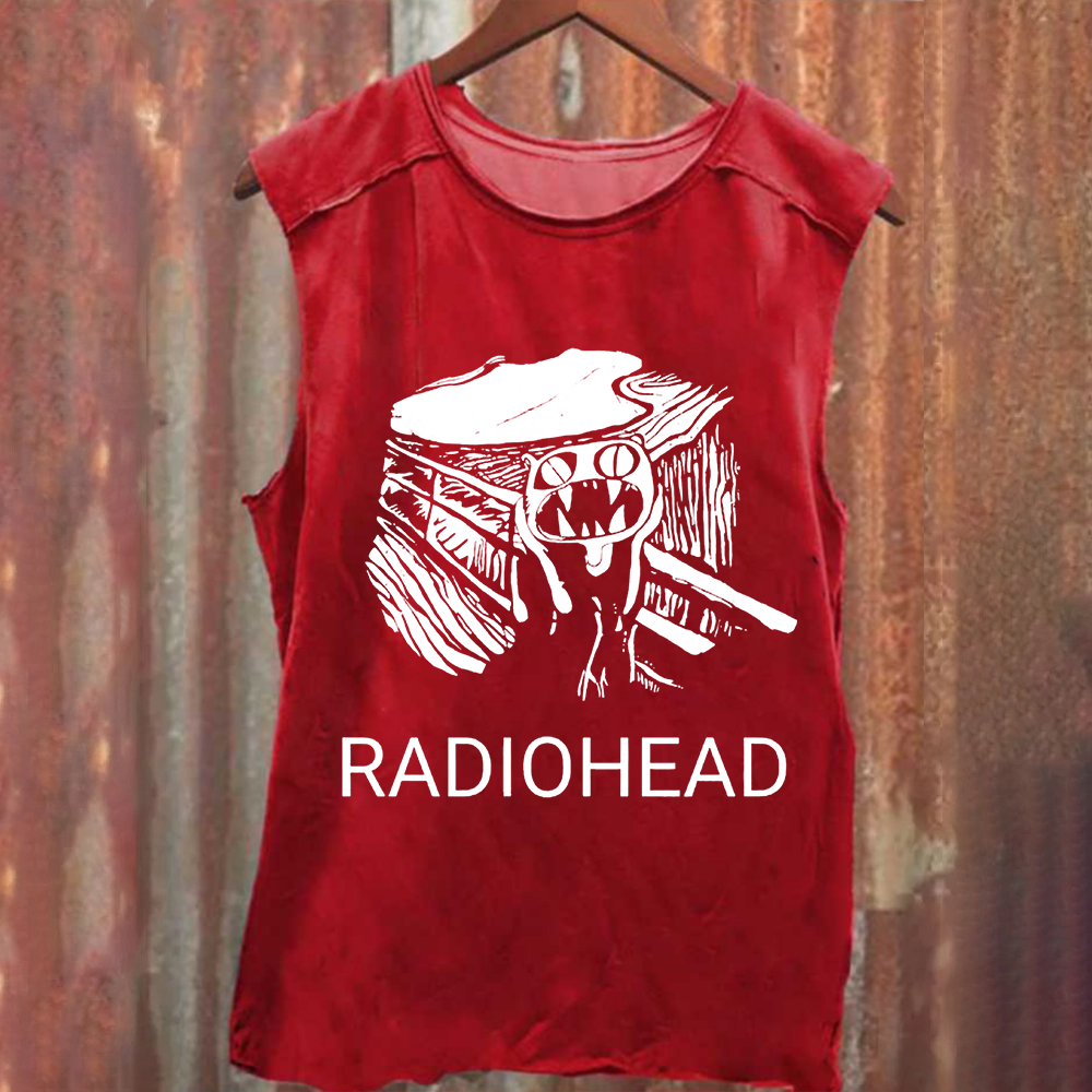 Unisex Vintage Washed  Radiohead Band  Tank Top