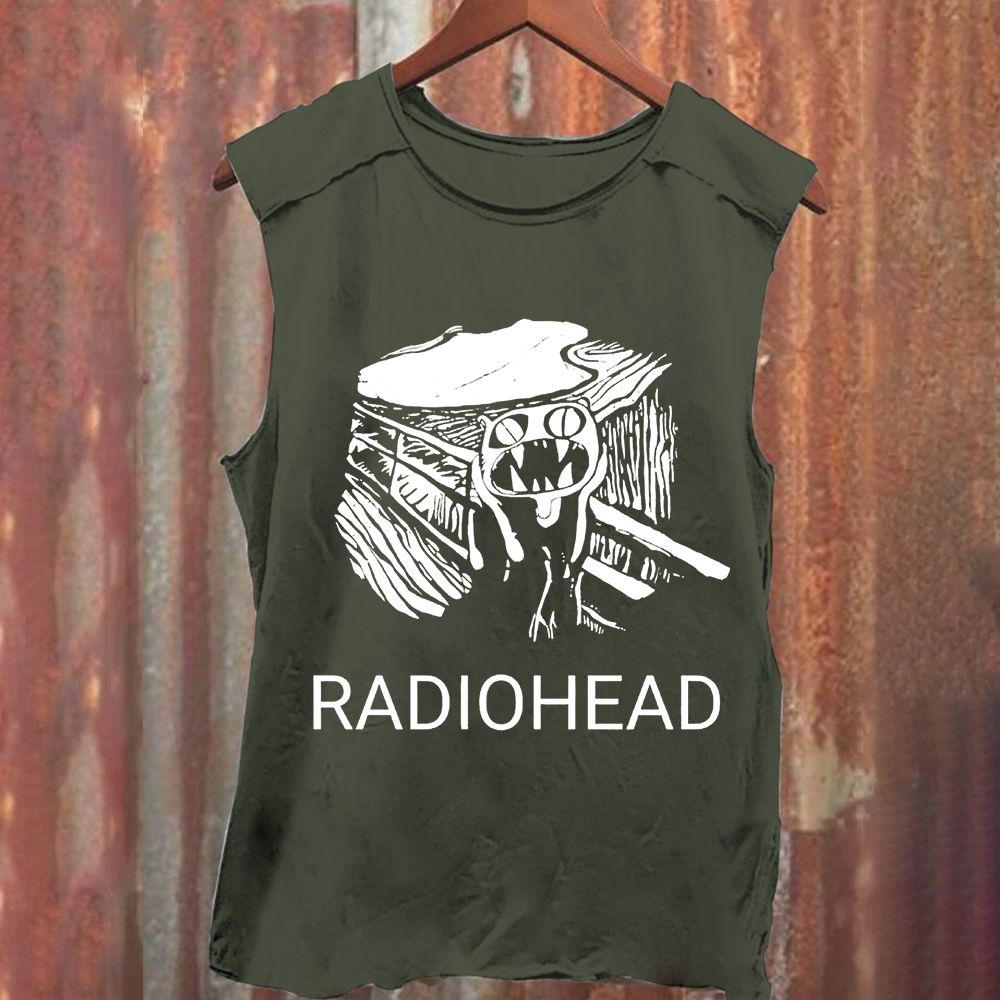 Unisex Vintage Washed  Radiohead Band  Tank Top