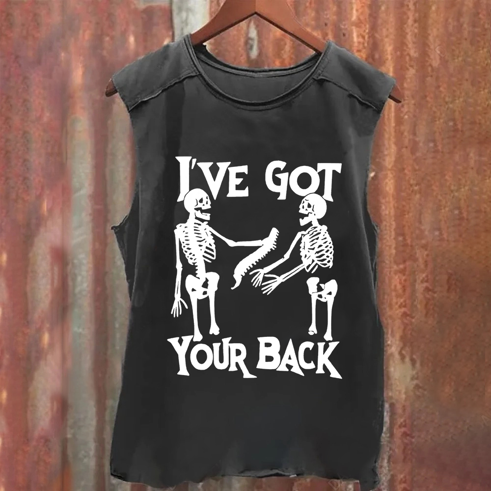 Unisex Vintage Washed Funny Skeletons Tank Top