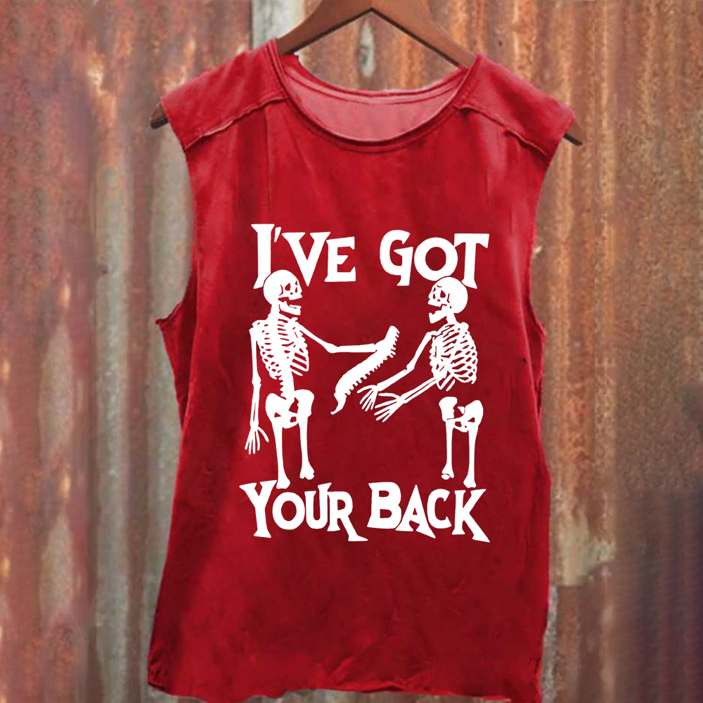 Unisex Vintage Washed Funny Skeletons Tank Top