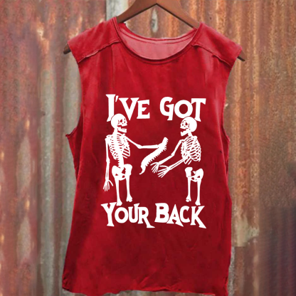 Unisex Vintage Washed Funny Skeletons Tank Top