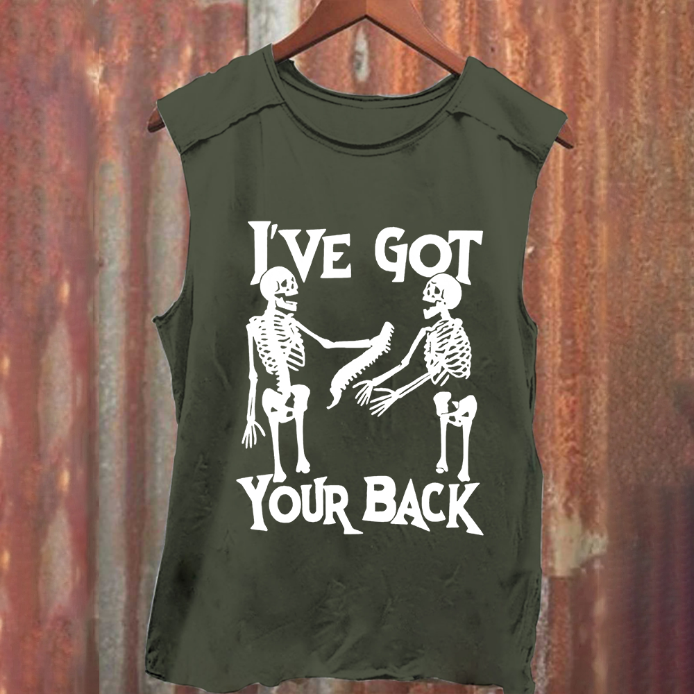 Unisex Vintage Washed Funny Skeletons Tank Top