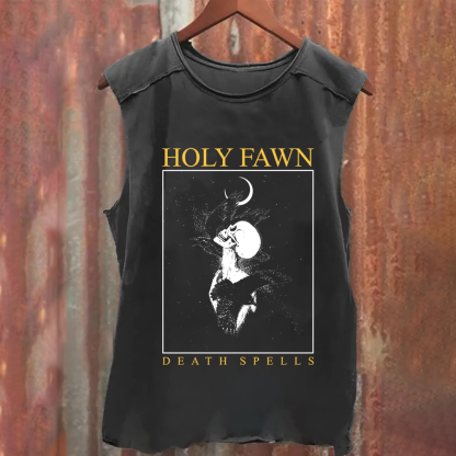 Unisex Vintage Washed Holy Fawn Band Tank Top