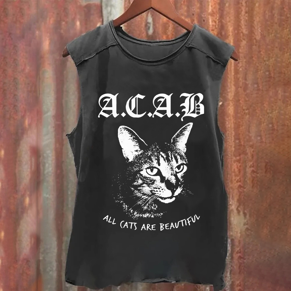 Unisex Vintage Washed  All Cats Are Beautiful Song Music Tank Top
