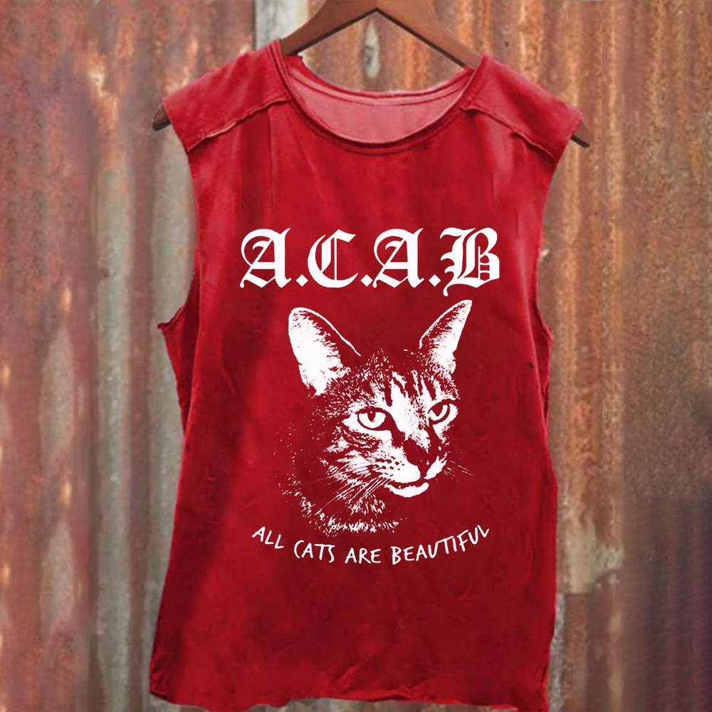 Unisex Vintage Washed  All Cats Are Beautiful Song Music Tank Top