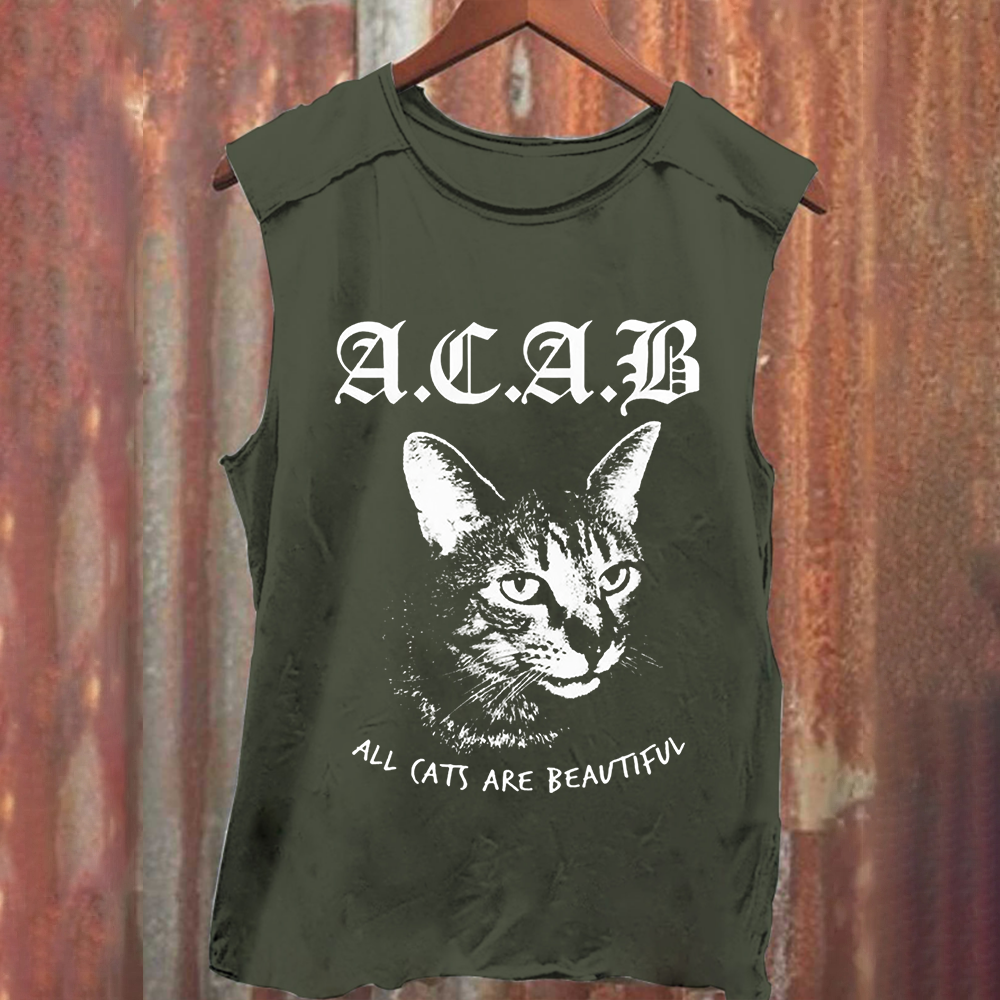 Unisex Vintage Washed  All Cats Are Beautiful Song Music Tank Top