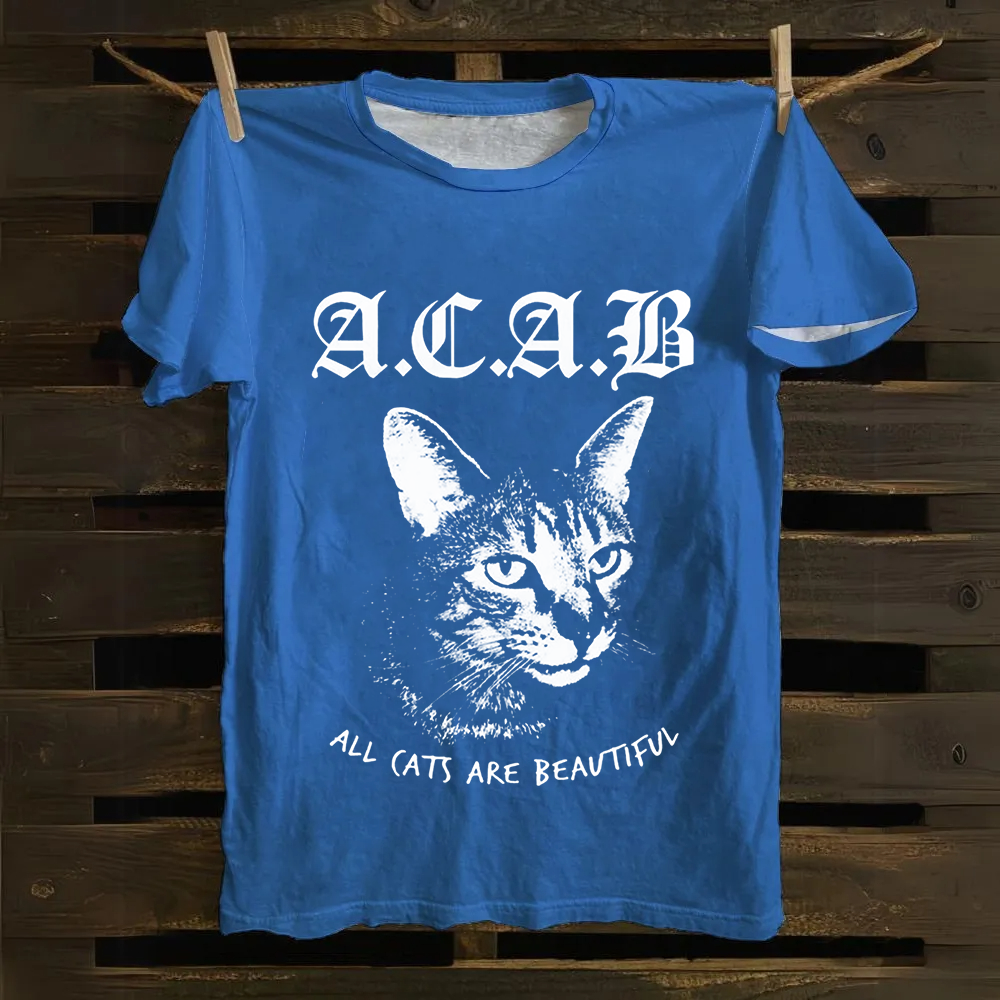 Unisex Vintage  All Cats Are Beautiful Song Music Cotton T-Shirt