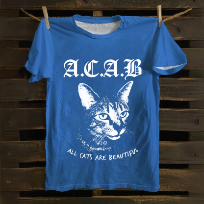 Unisex Vintage  All Cats Are Beautiful Song Music Cotton T-Shirt