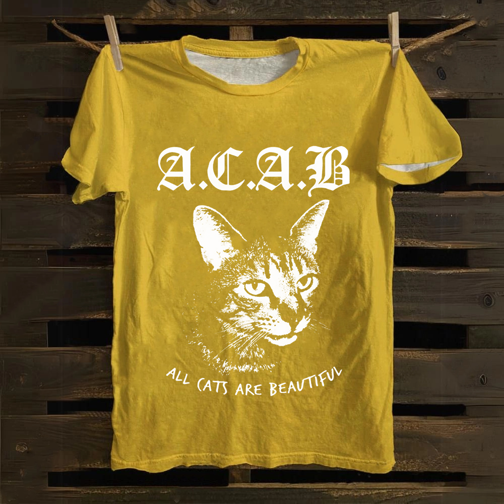 Unisex Vintage  All Cats Are Beautiful Song Music Cotton T-Shirt