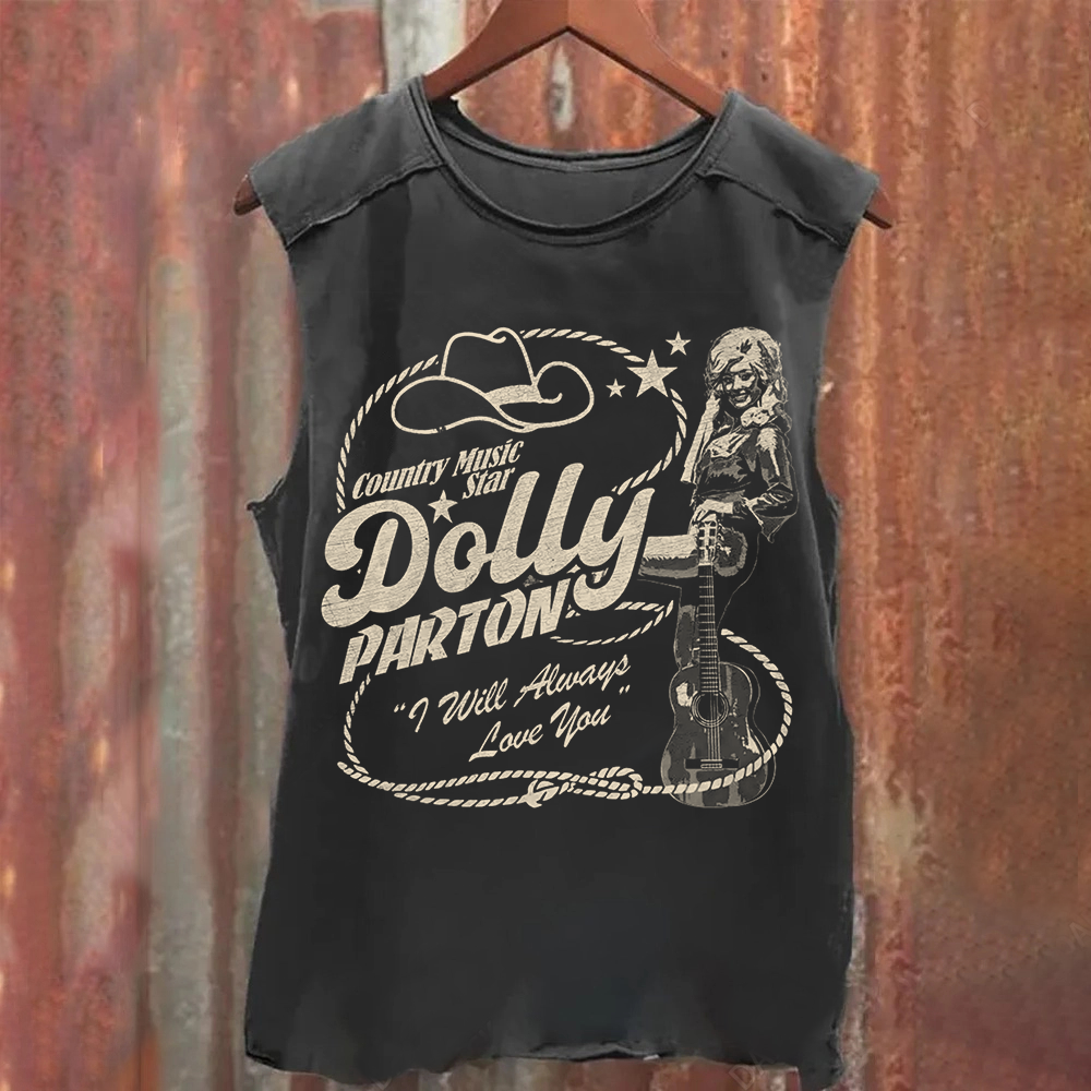 Dolly Parton Singer Washed Tank Top
