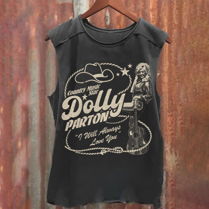 Dolly Parton Singer Washed Tank Top