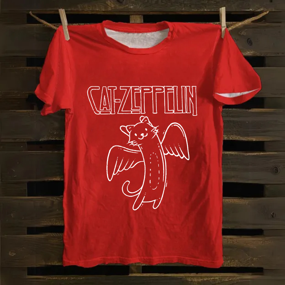 Unisex Vintage Cat Zeppelin Cotton T-Shirt