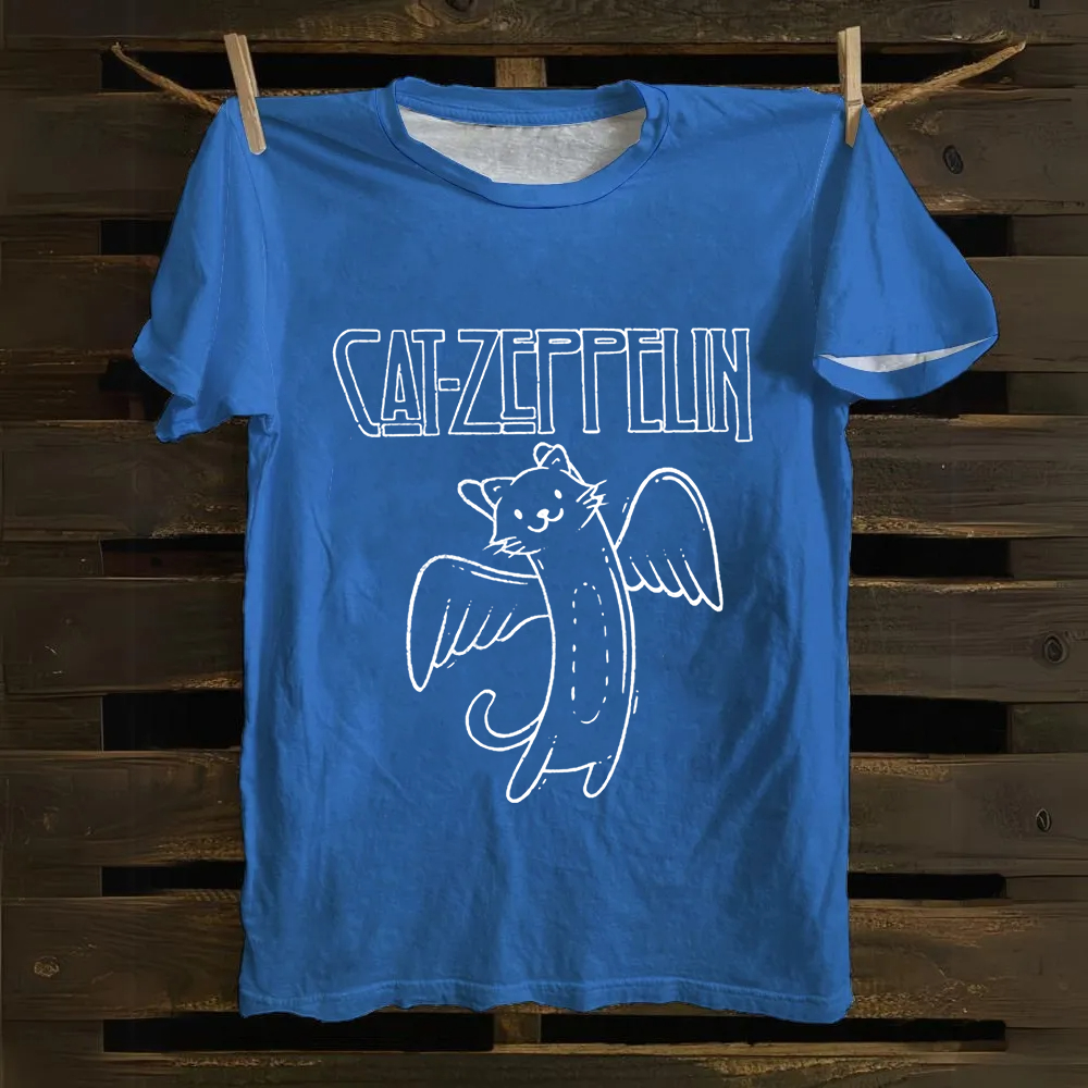 Unisex Vintage Cat Zeppelin Cotton T-Shirt