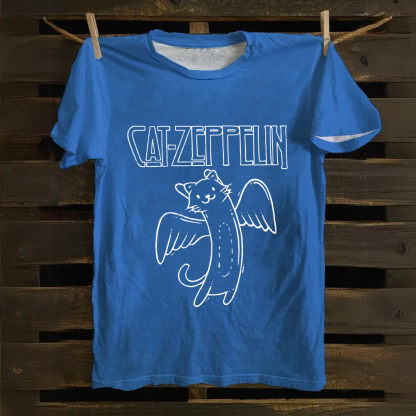 Unisex Vintage Cat Zeppelin Cotton T-Shirt