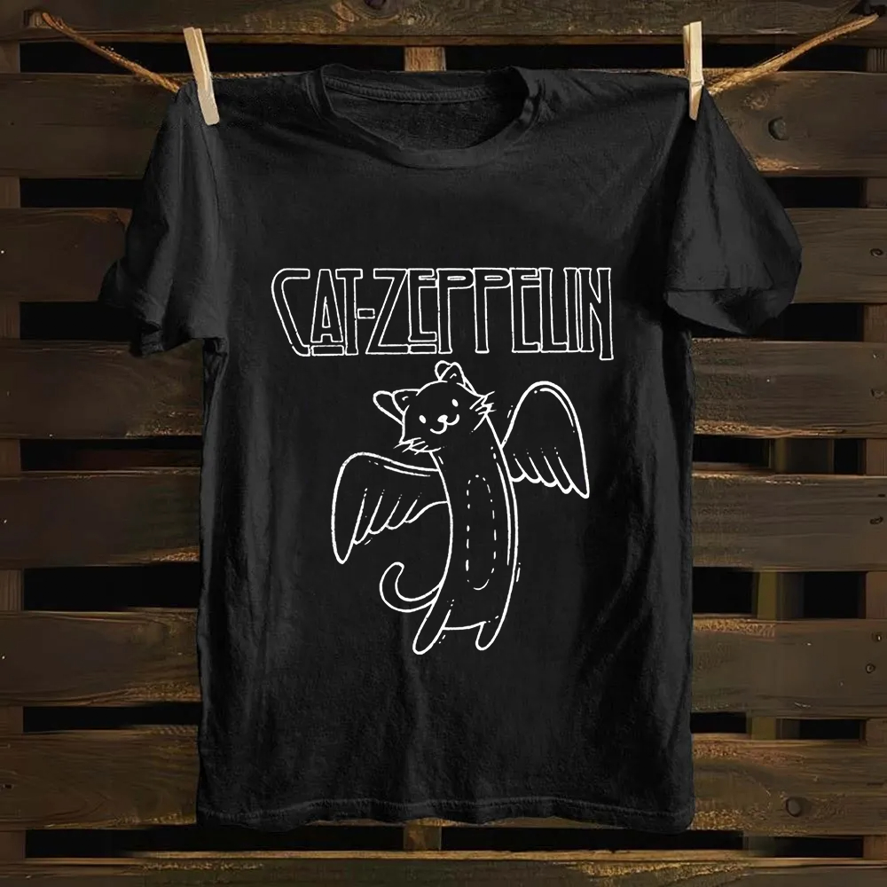Unisex Vintage Cat Zeppelin Cotton T-Shirt