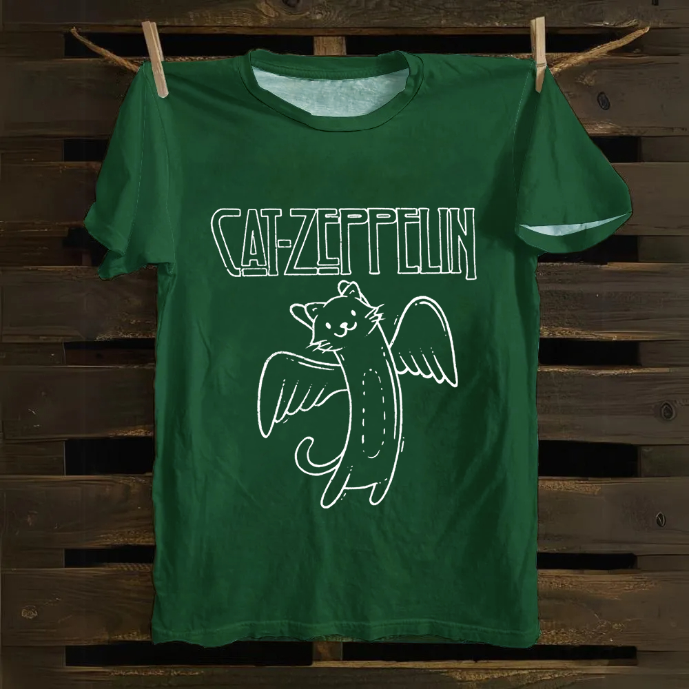 Unisex Vintage Cat Zeppelin Cotton T-Shirt