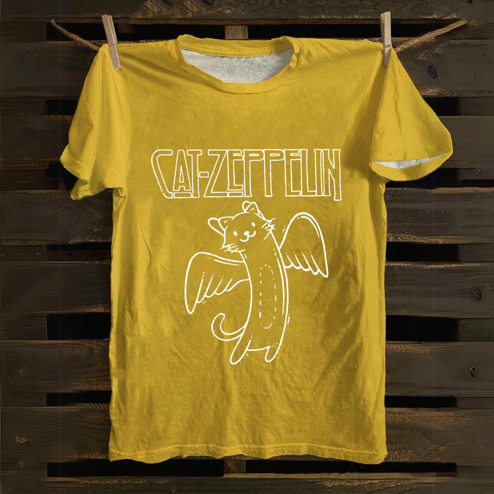 Unisex Vintage Cat Zeppelin Cotton T-Shirt