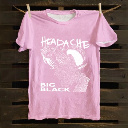 Unisex Vintage  Big Black Headache Song Music Cotton T-Shirt