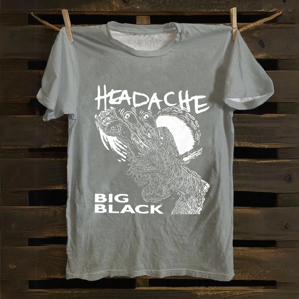 Unisex Vintage  Big Black Headache Song Music Cotton T-Shirt