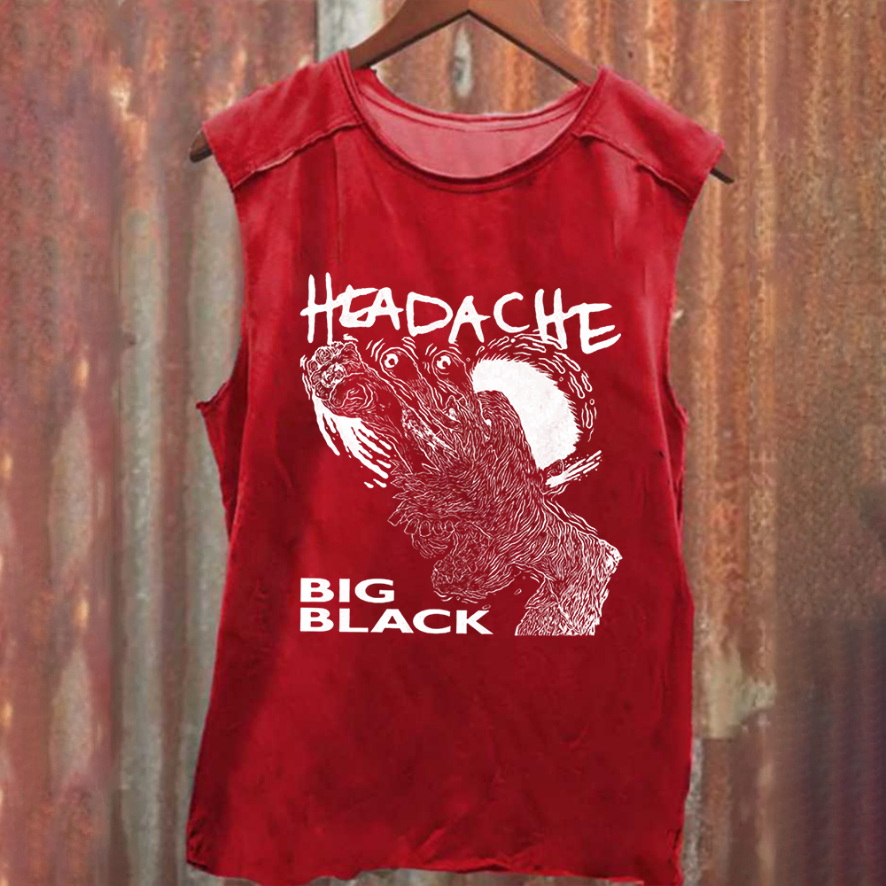 Unisex Vintage Washed  Big Black Headache Song Music Tank Top