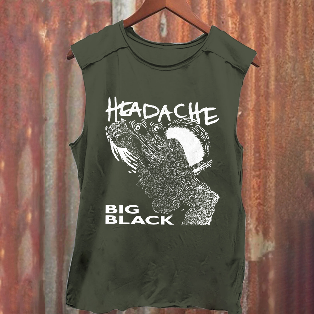 Unisex Vintage Washed  Big Black Headache Song Music Tank Top