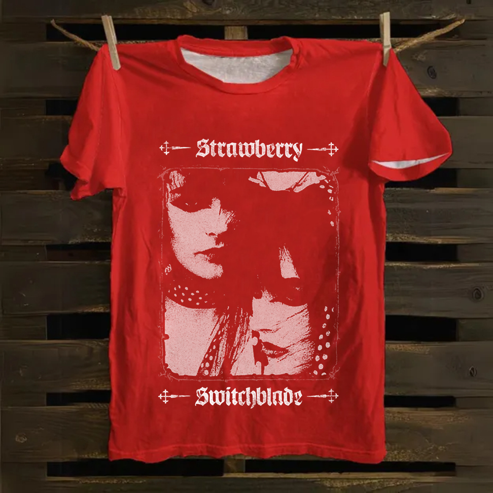 Unisex Vintage Strawberry Switchblade Band  Cotton T-Shirt