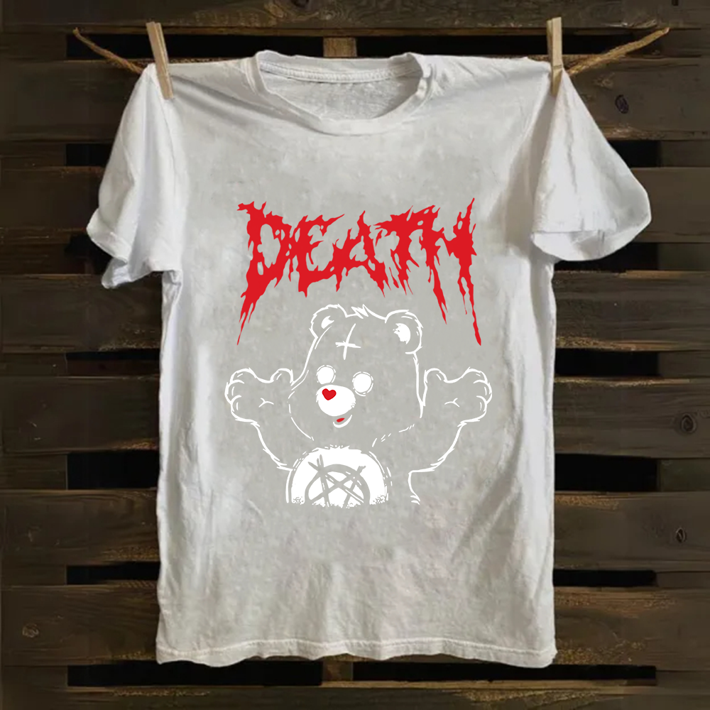 Unisex Vintage  Death Bear Care Bear TV Series  Cotton T-Shirt