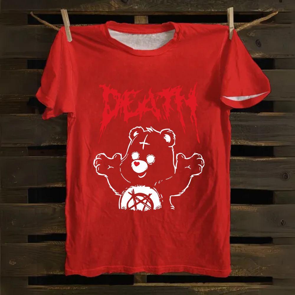 Unisex Vintage  Death Bear Care Bear TV Series  Cotton T-Shirt