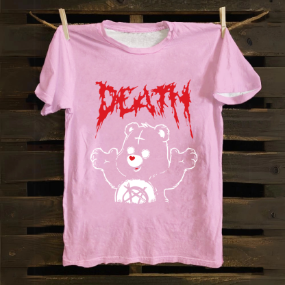 Unisex Vintage  Death Bear Care Bear TV Series  Cotton T-Shirt