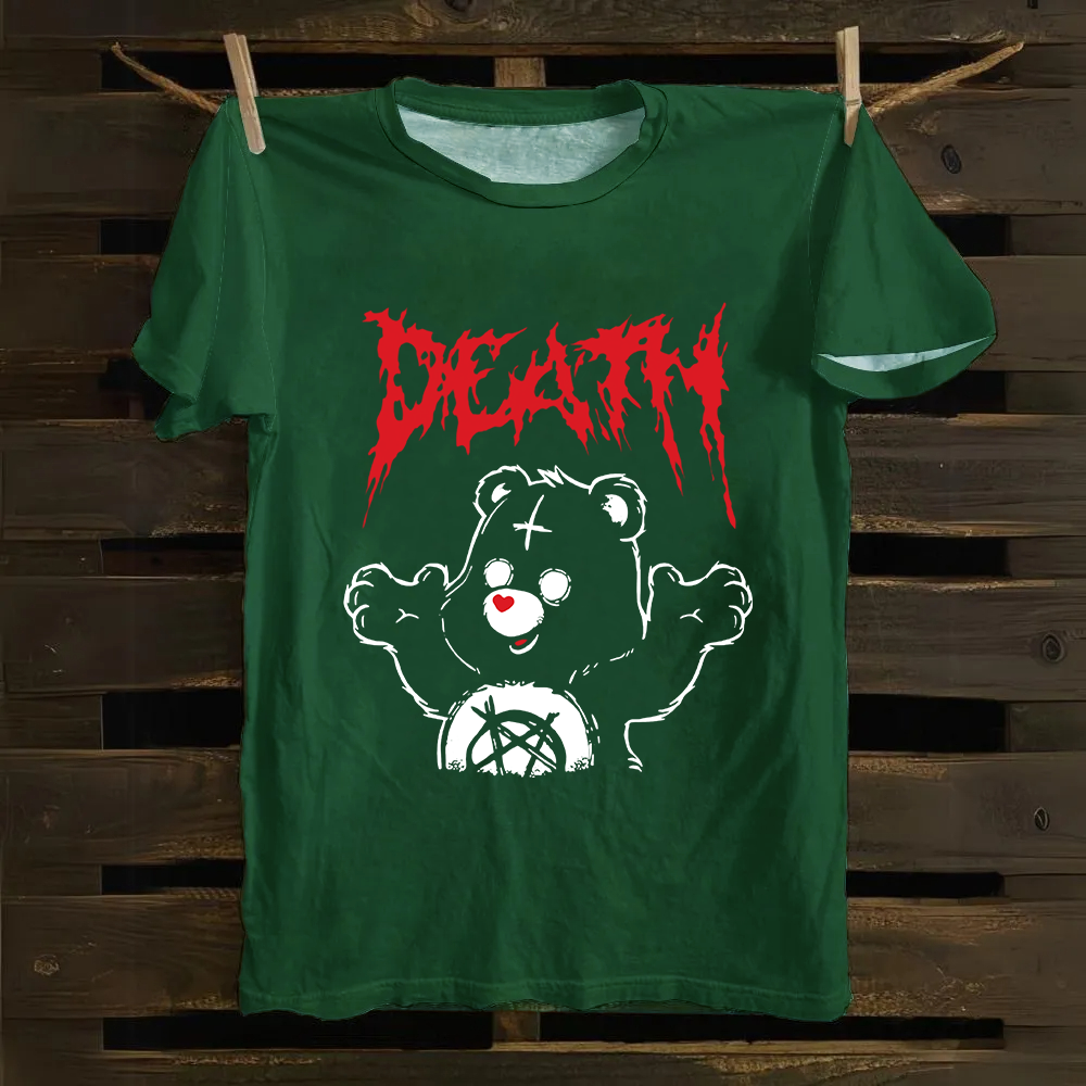 Unisex Vintage  Death Bear Care Bear TV Series  Cotton T-Shirt