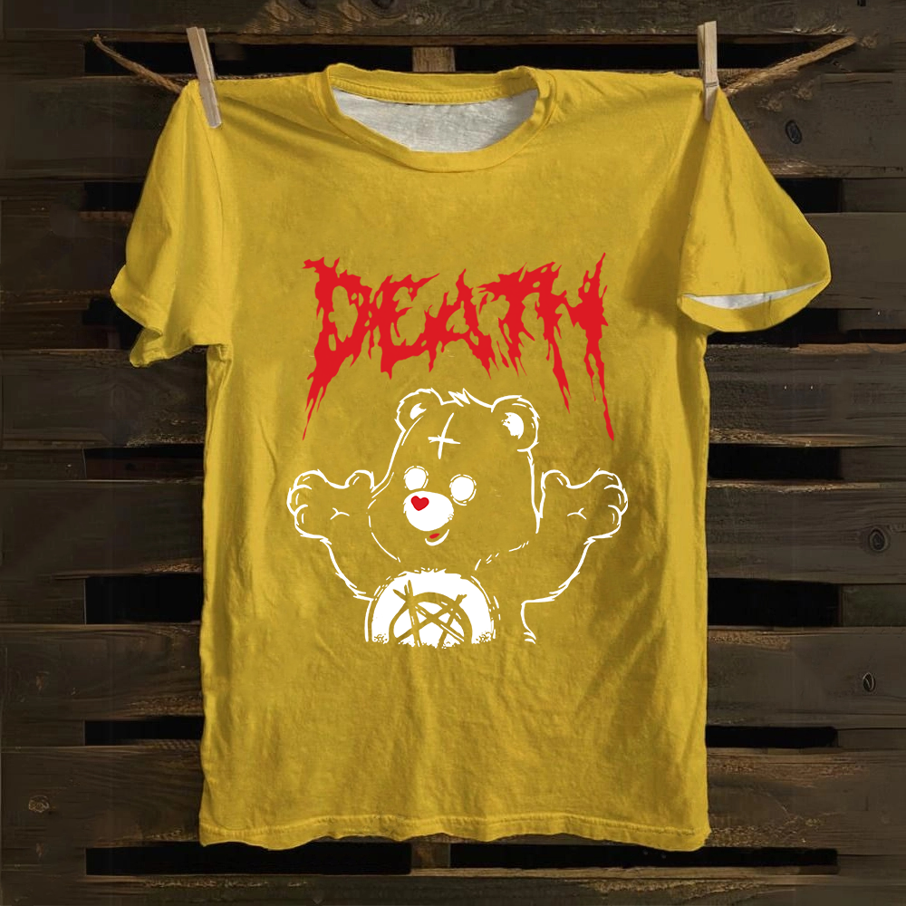 Unisex Vintage  Death Bear Care Bear TV Series  Cotton T-Shirt