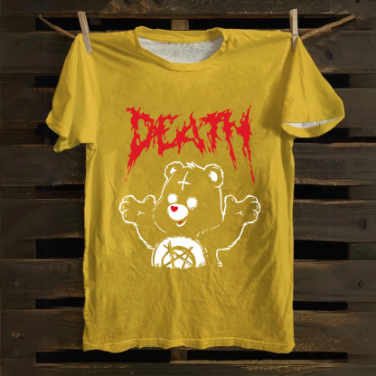 Unisex Vintage  Death Bear Care Bear TV Series  Cotton T-Shirt