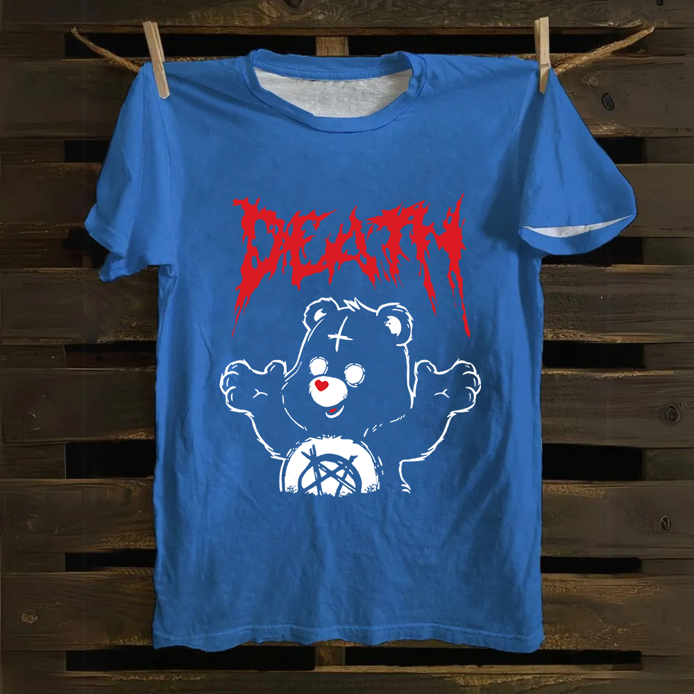Unisex Vintage  Death Bear Care Bear TV Series  Cotton T-Shirt