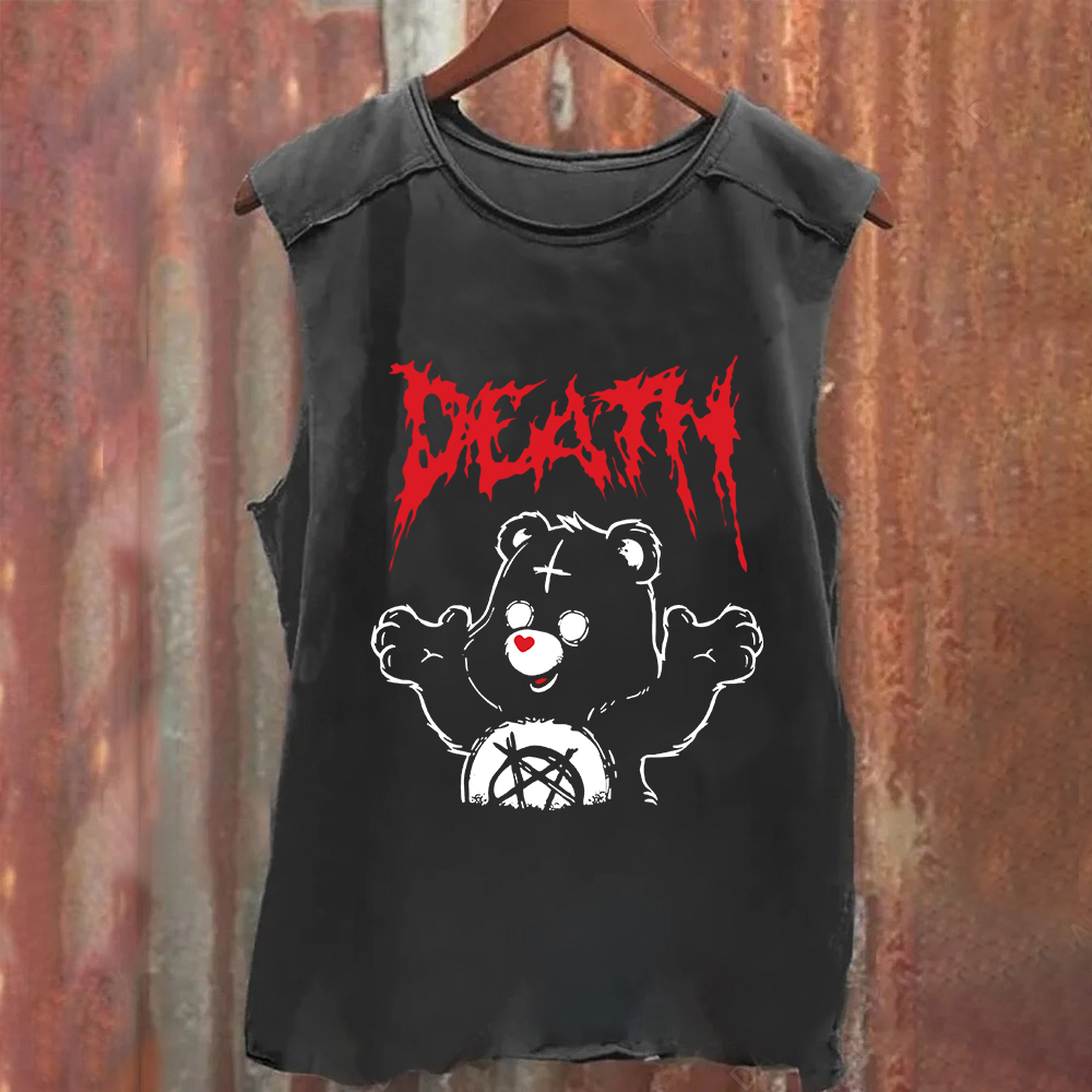 Unisex Vintage Washed  Death Bear Care Bear TV Series  Tank Top