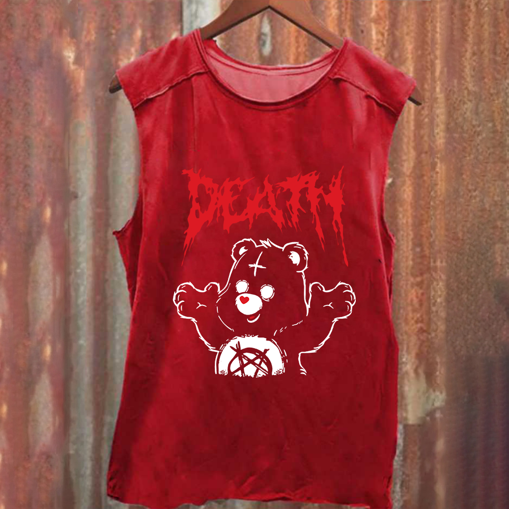 Unisex Vintage Washed  Death Bear Care Bear TV Series  Tank Top