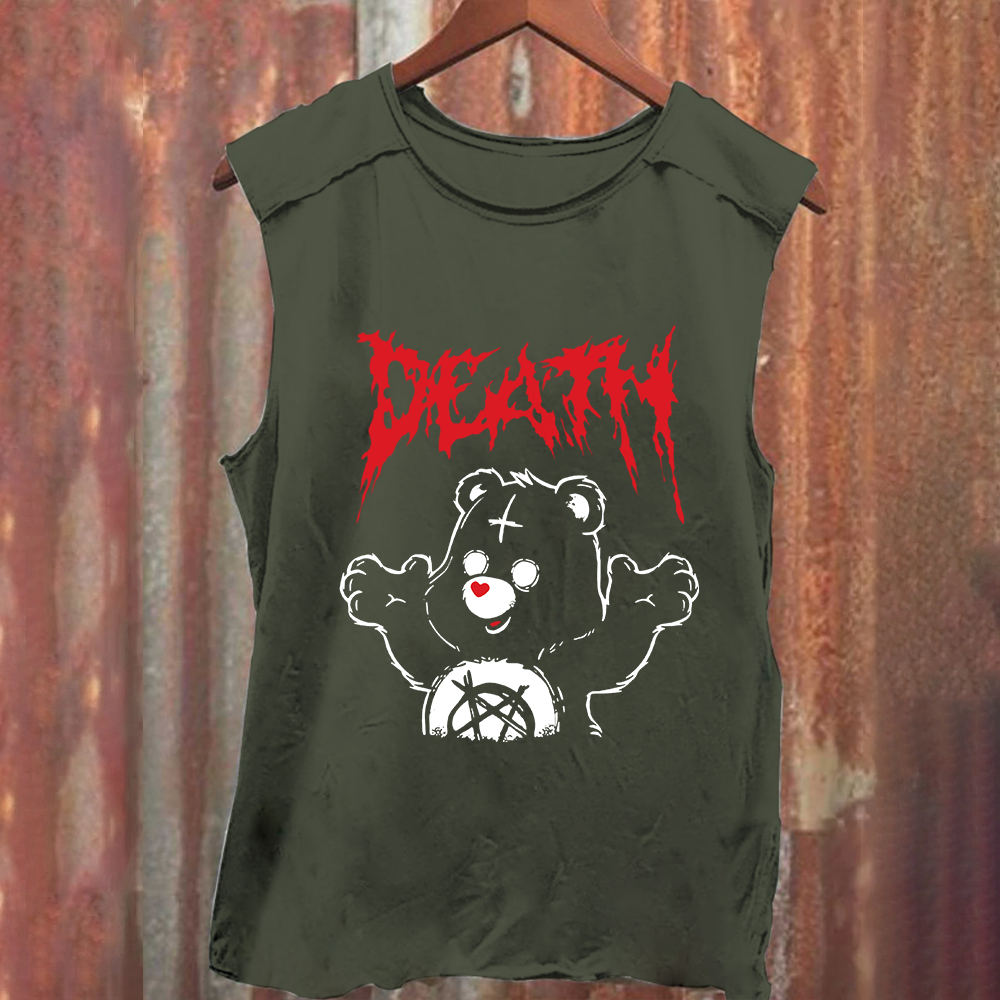 Unisex Vintage Washed  Death Bear Care Bear TV Series  Tank Top