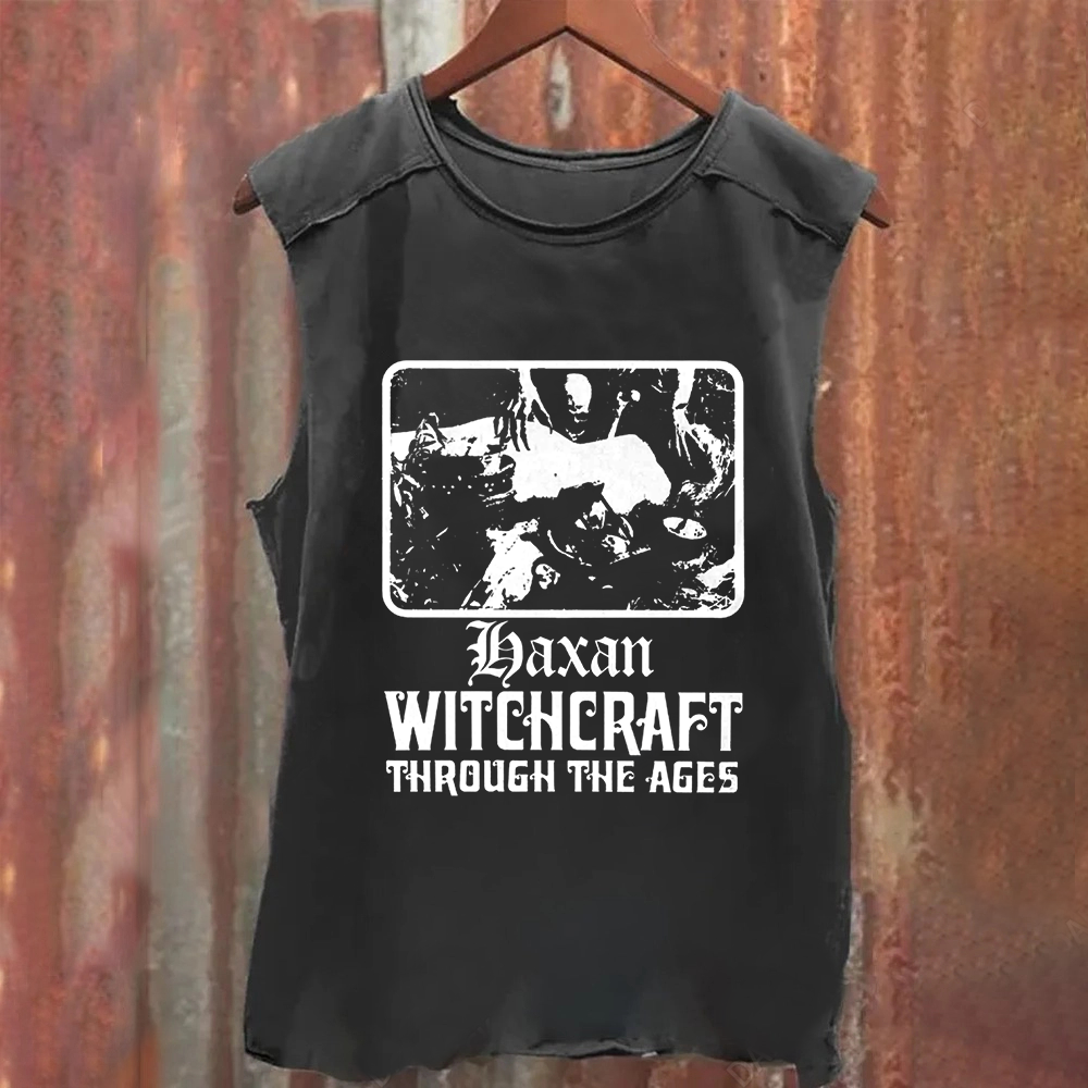 Unisex Vintage Washed Häxan  Witchcraft Through The Ages Horror Movie  Tank Top