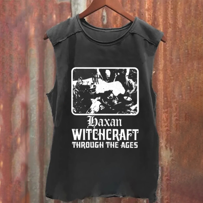 Unisex Vintage Washed Häxan  Witchcraft Through The Ages Horror Movie  Tank Top
