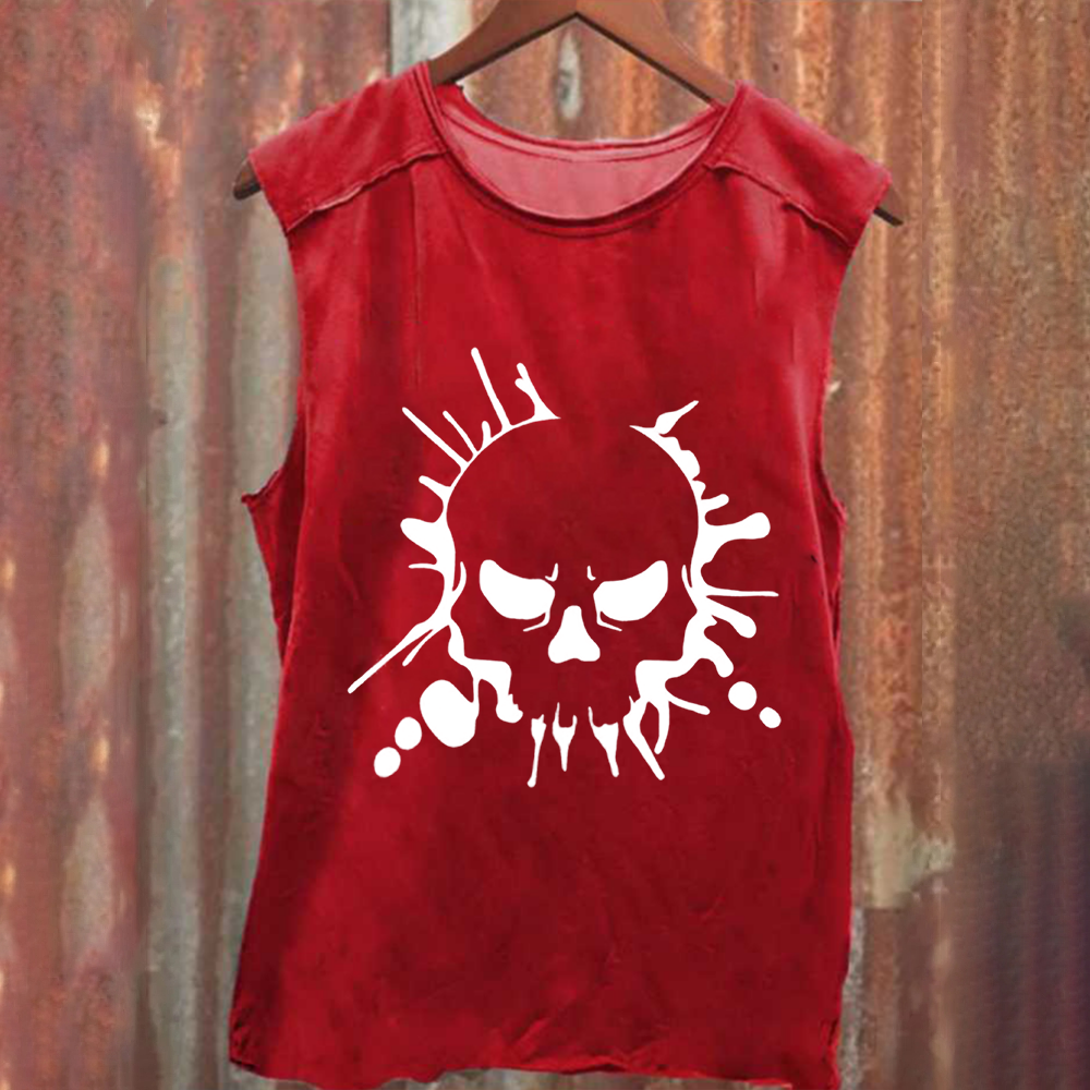 Unisex Vintage Washed Skull Art Tank Top
