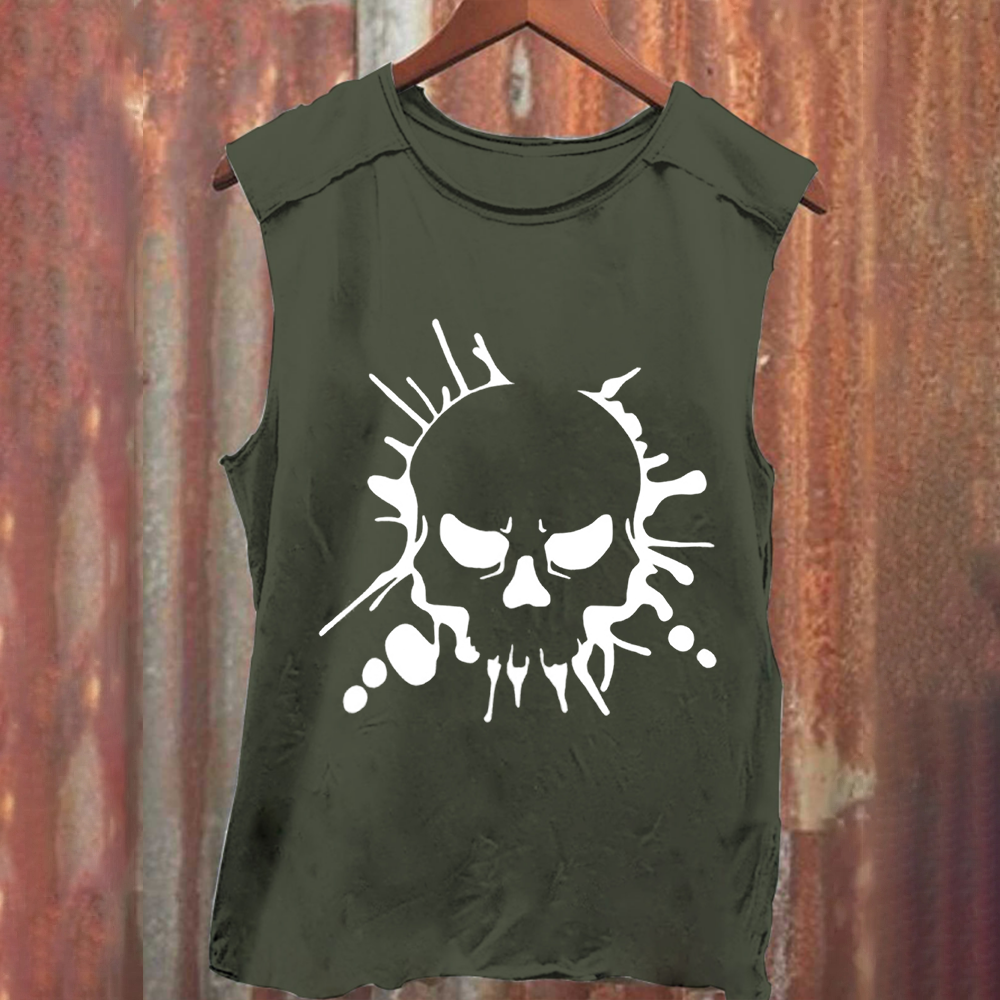 Unisex Vintage Washed Skull Art Tank Top