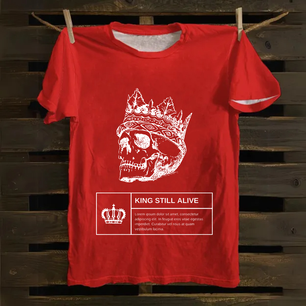 Unisex Vintage Horror Themed Skull Head Cotton T-Shirt